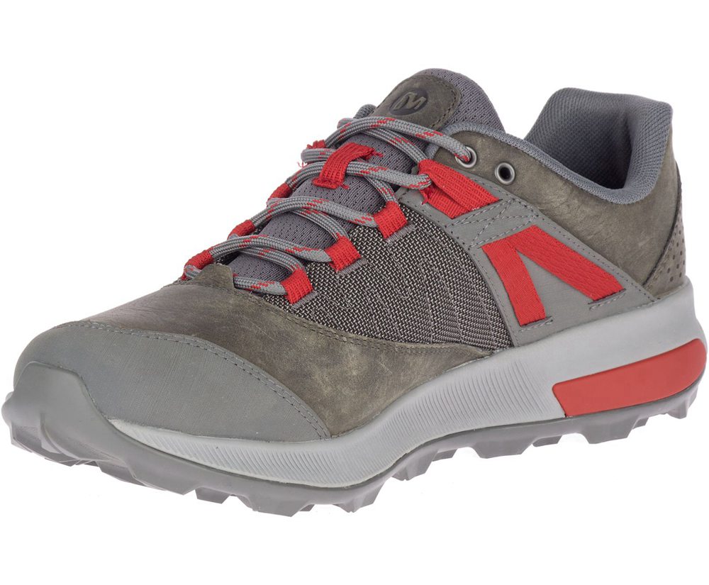 Merrell Hiking Shoes Grey/Red - Zion - Mens 43PYVWAZT